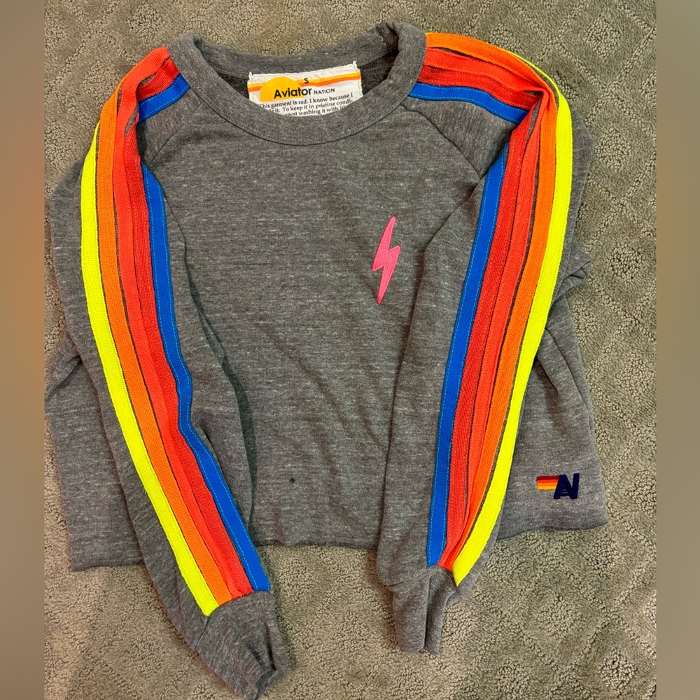 Aviator nation cropped crew sweatshirt